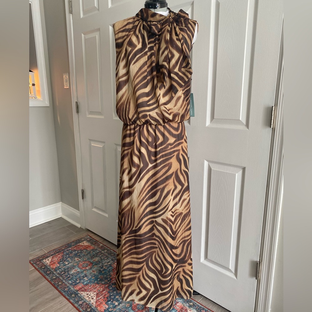 NWT Brown Zebra Print Maxi Dress 22W